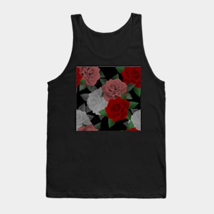 Red and pink roses on black background Tank Top